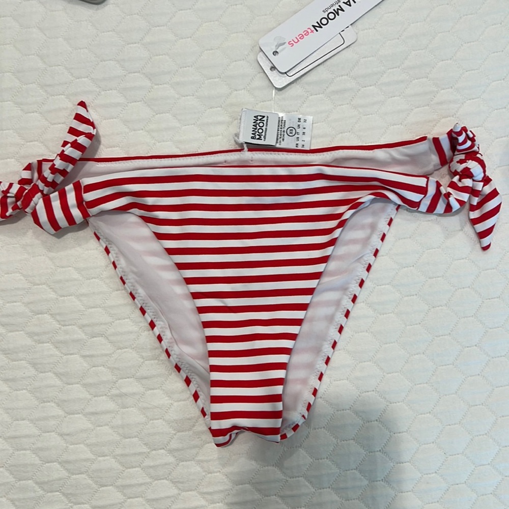 NWT Banana Moon Bikini Bottoms (red and white striped XS)